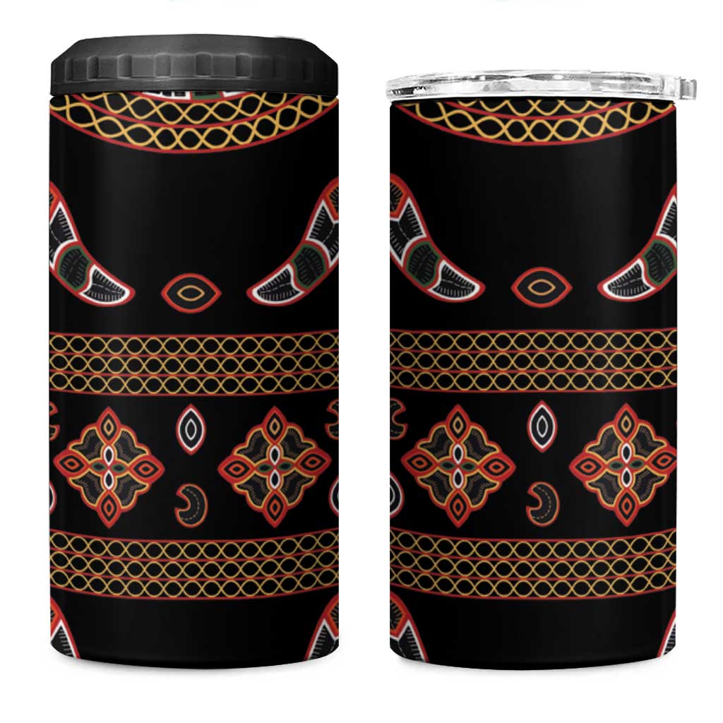 Cameroon Traditional Toghu Pattern 4 in 1 Can Cooler Tumbler LT15