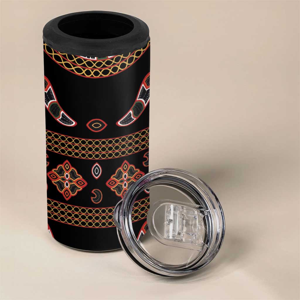 Cameroon Traditional Toghu Pattern 4 in 1 Can Cooler Tumbler LT15