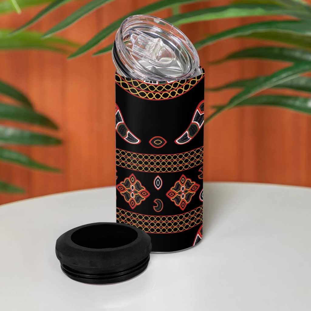 Cameroon Traditional Toghu Pattern 4 in 1 Can Cooler Tumbler LT15