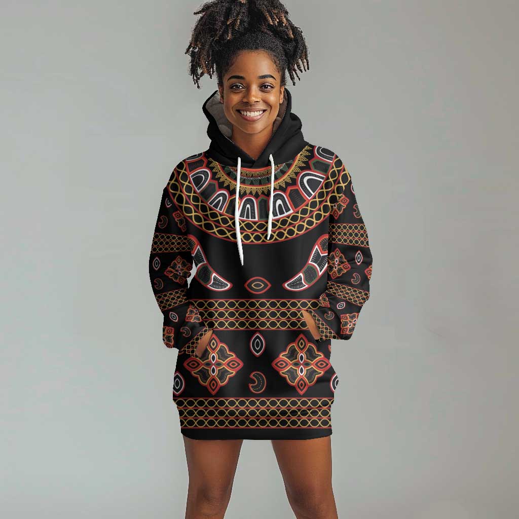 Cameroon Traditional Toghu Pattern Hoodie Dress LT15