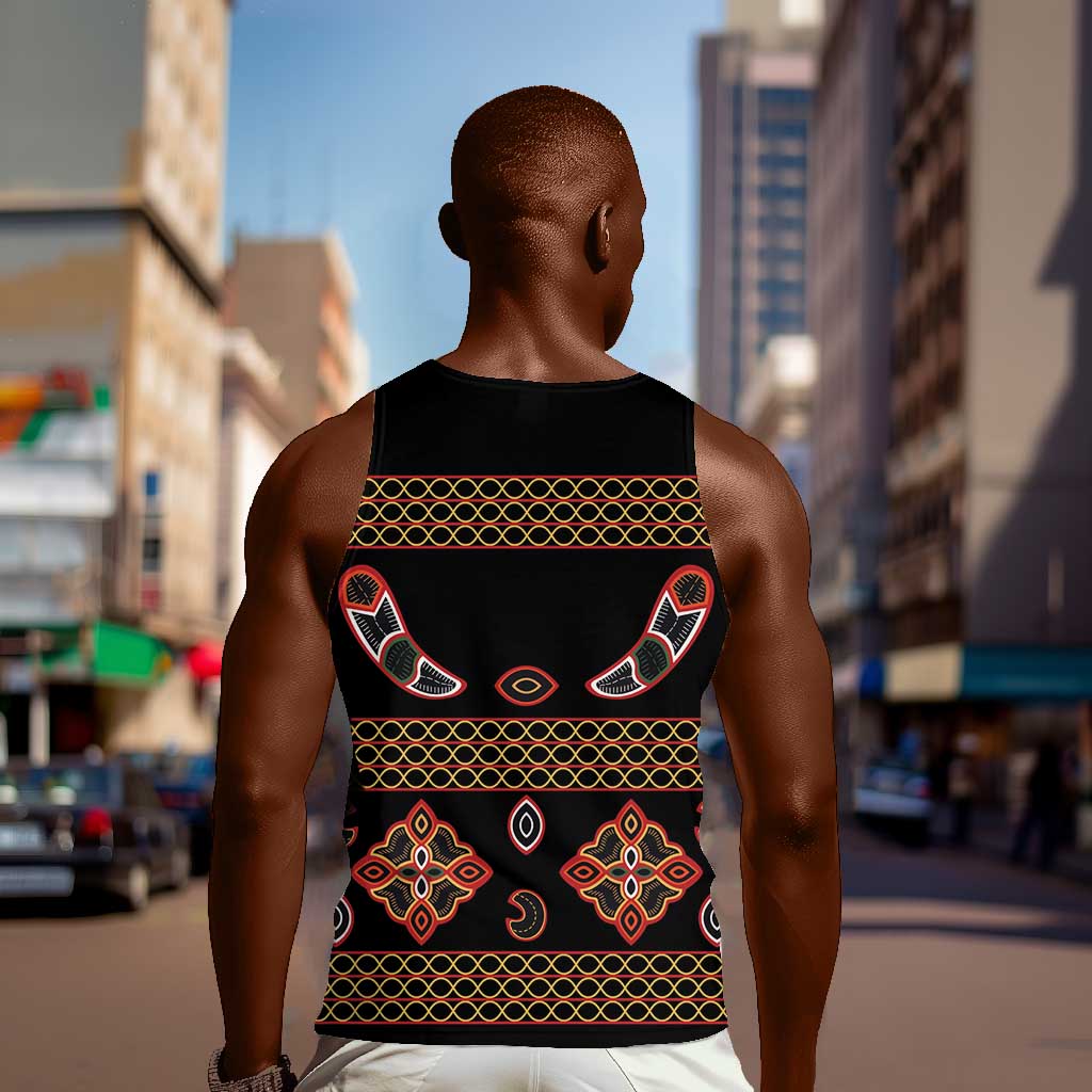 Cameroon Traditional Toghu Pattern Men Tank Top LT15
