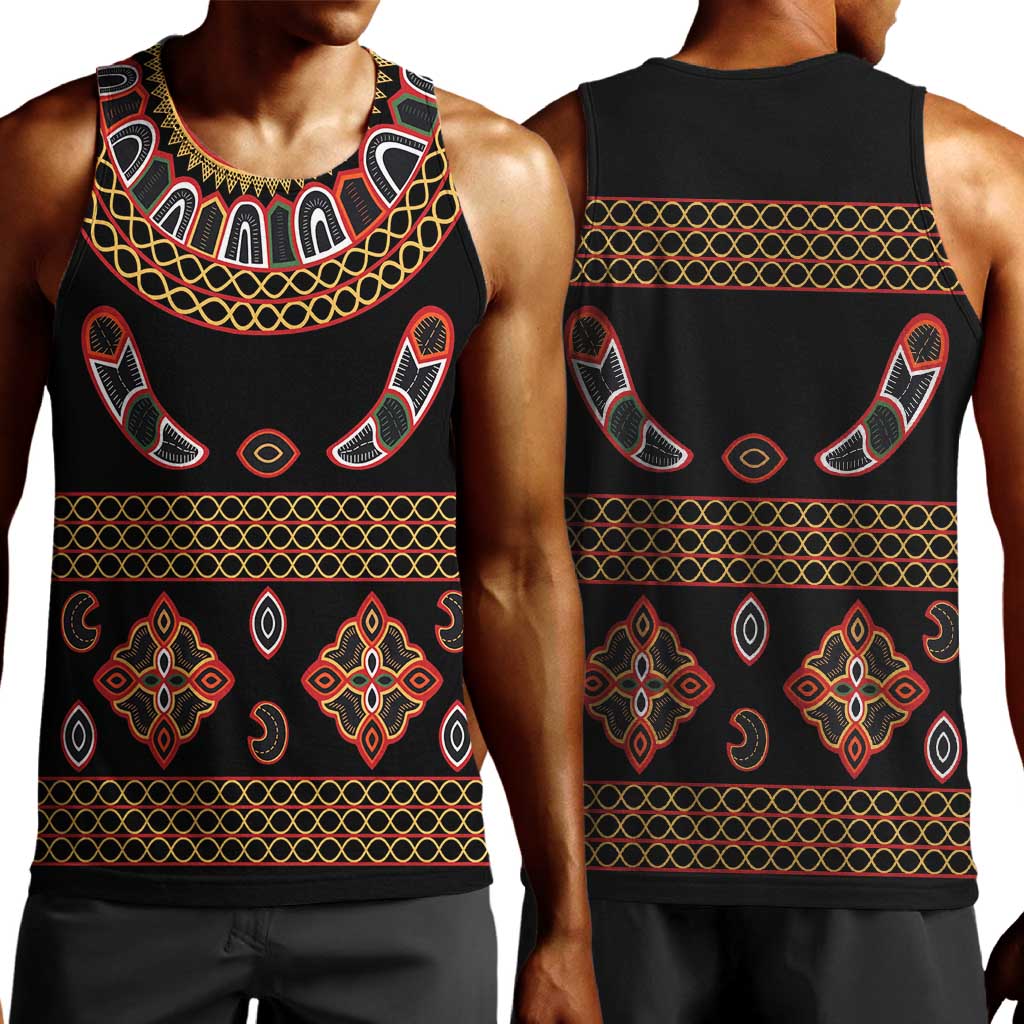 Cameroon Traditional Toghu Pattern Men Tank Top LT15