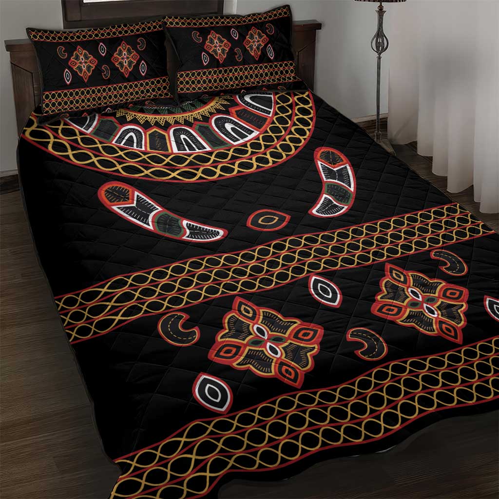 Cameroon Traditional Toghu Pattern Quilt Bed Set LT15