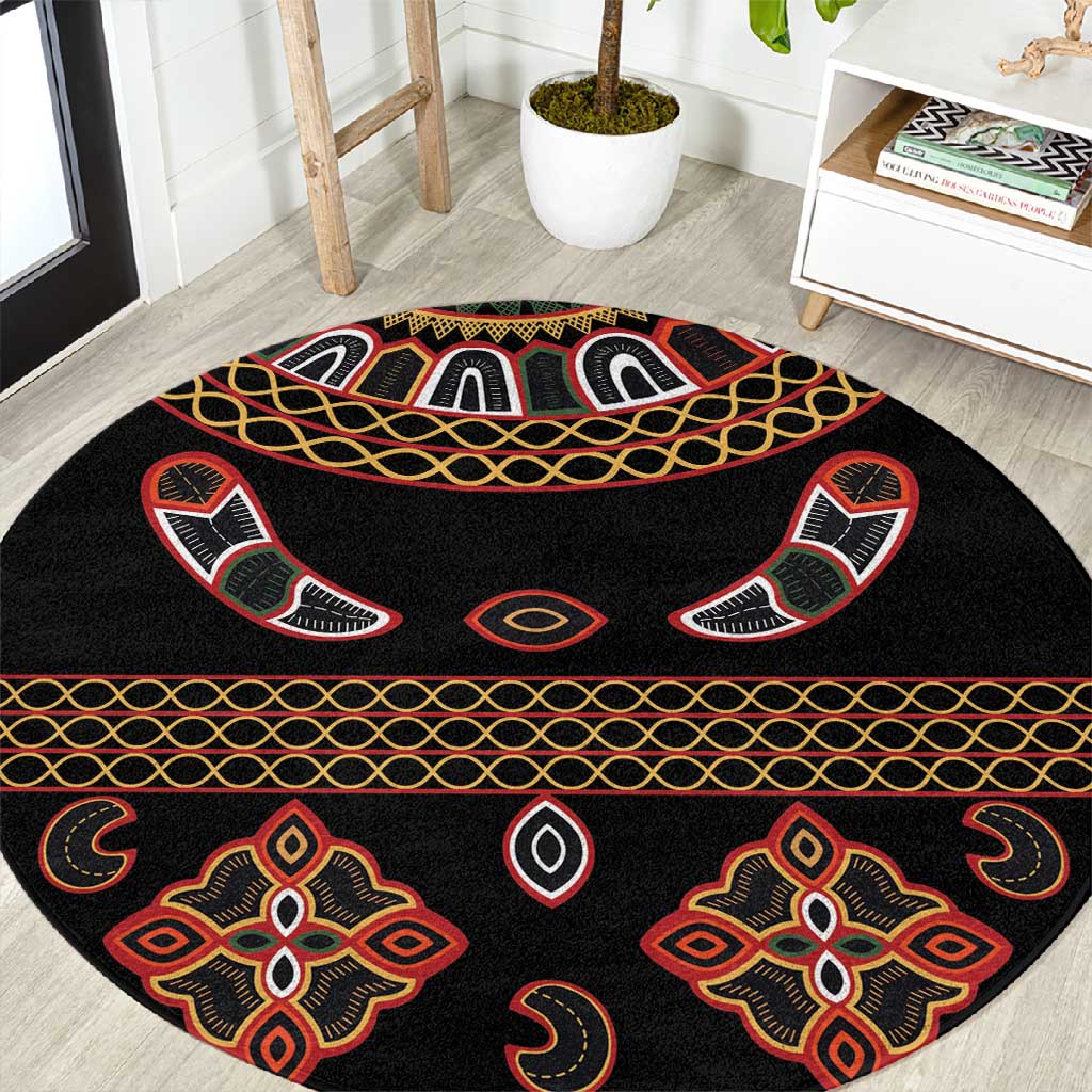 Cameroon Traditional Toghu Pattern Round Carpet LT15