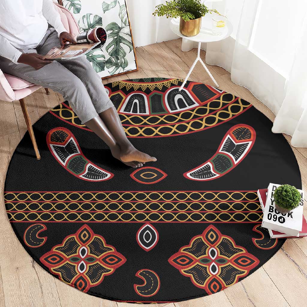 Cameroon Traditional Toghu Pattern Round Carpet LT15