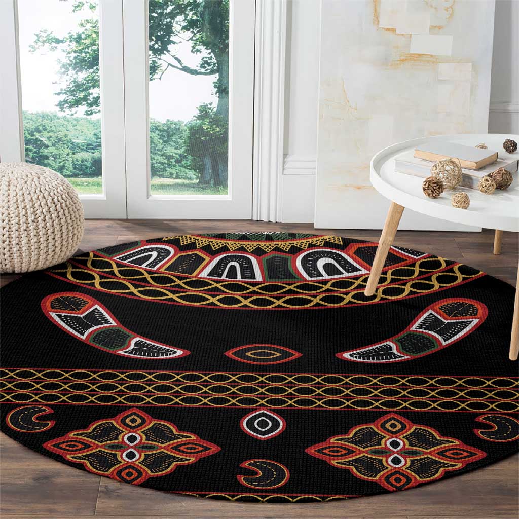 Cameroon Traditional Toghu Pattern Round Carpet LT15