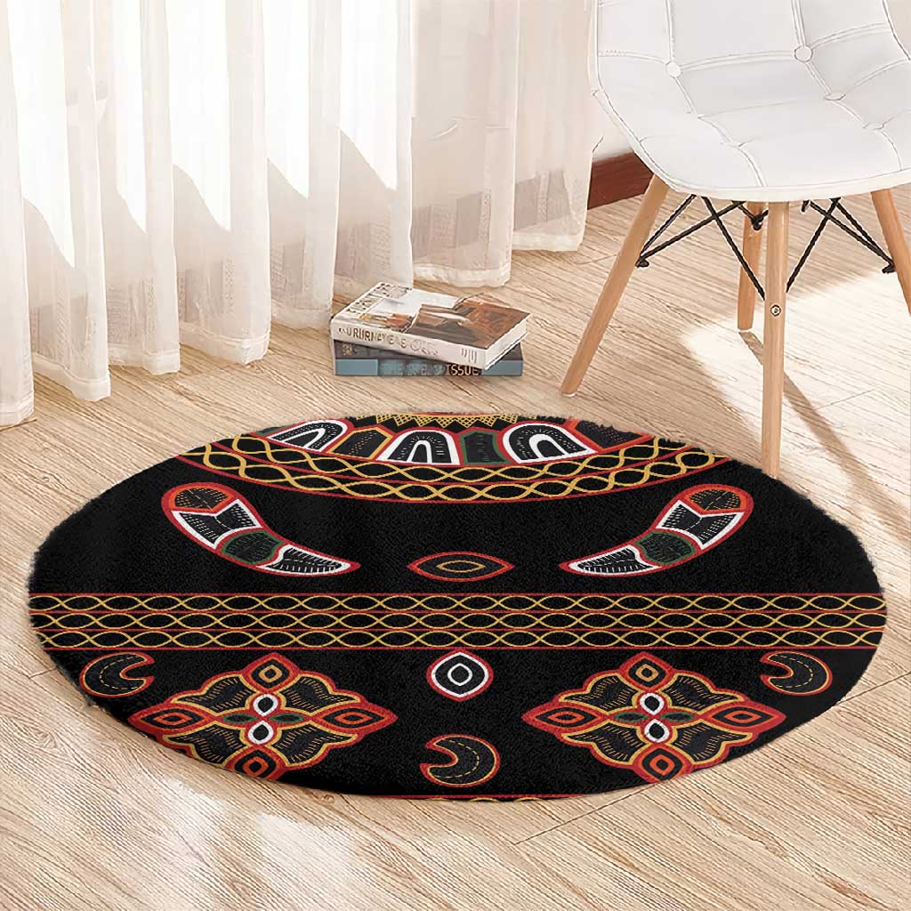 Cameroon Traditional Toghu Pattern Round Carpet LT15