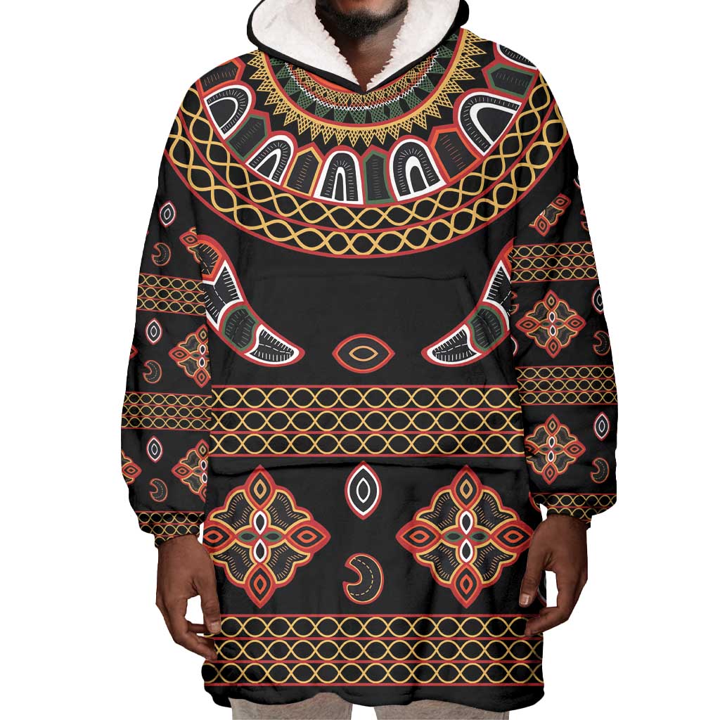 Cameroon Traditional Toghu Pattern Wearable Blanket Hoodie LT15