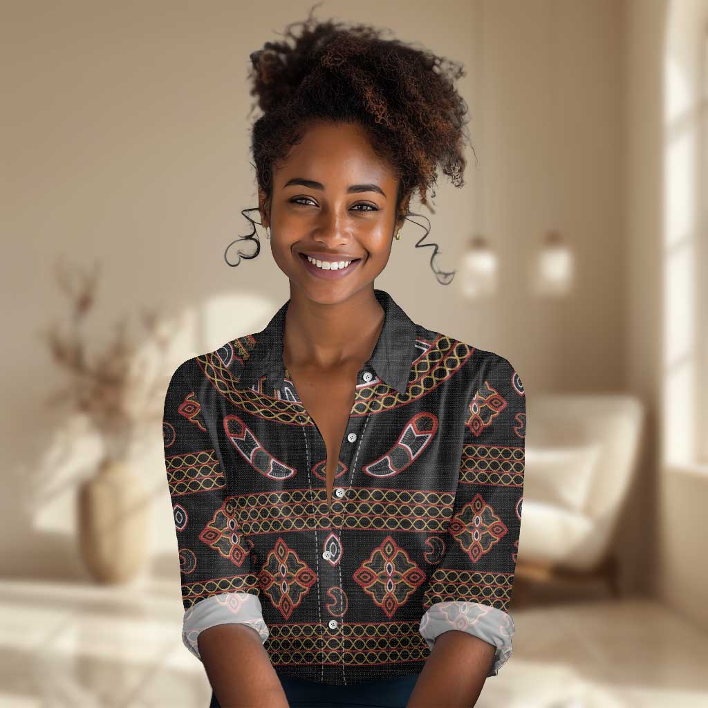 Cameroon Traditional Toghu Pattern Women Casual Shirt LT15
