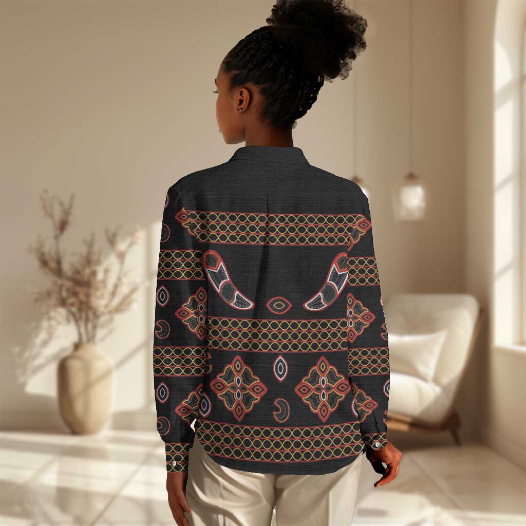 Cameroon Traditional Toghu Pattern Women Casual Shirt LT15