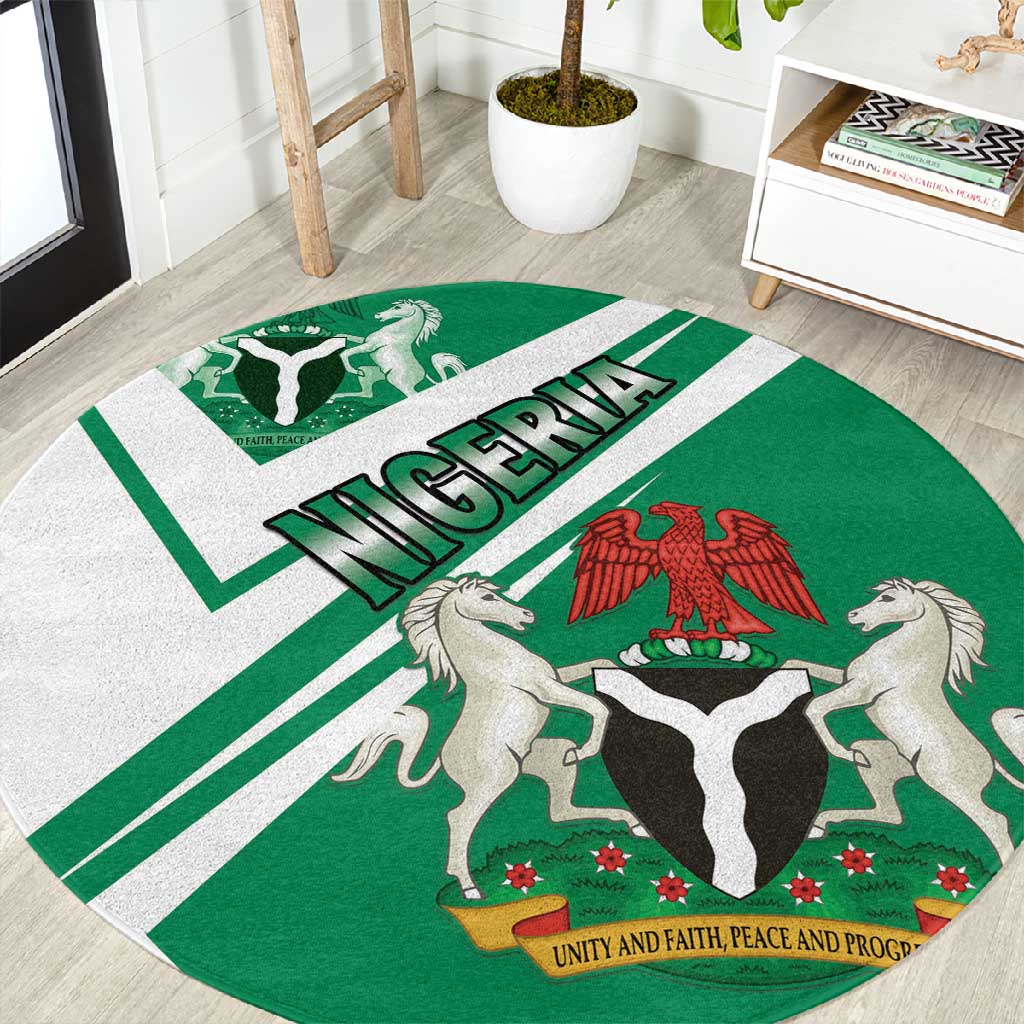 Nigeria Coat Of Arms Sporty Style Round Carpet LT15