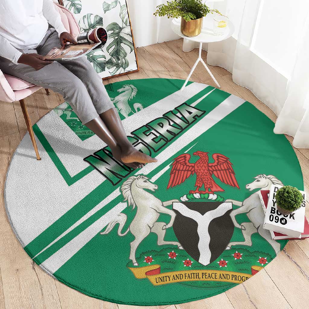 Nigeria Coat Of Arms Sporty Style Round Carpet LT15