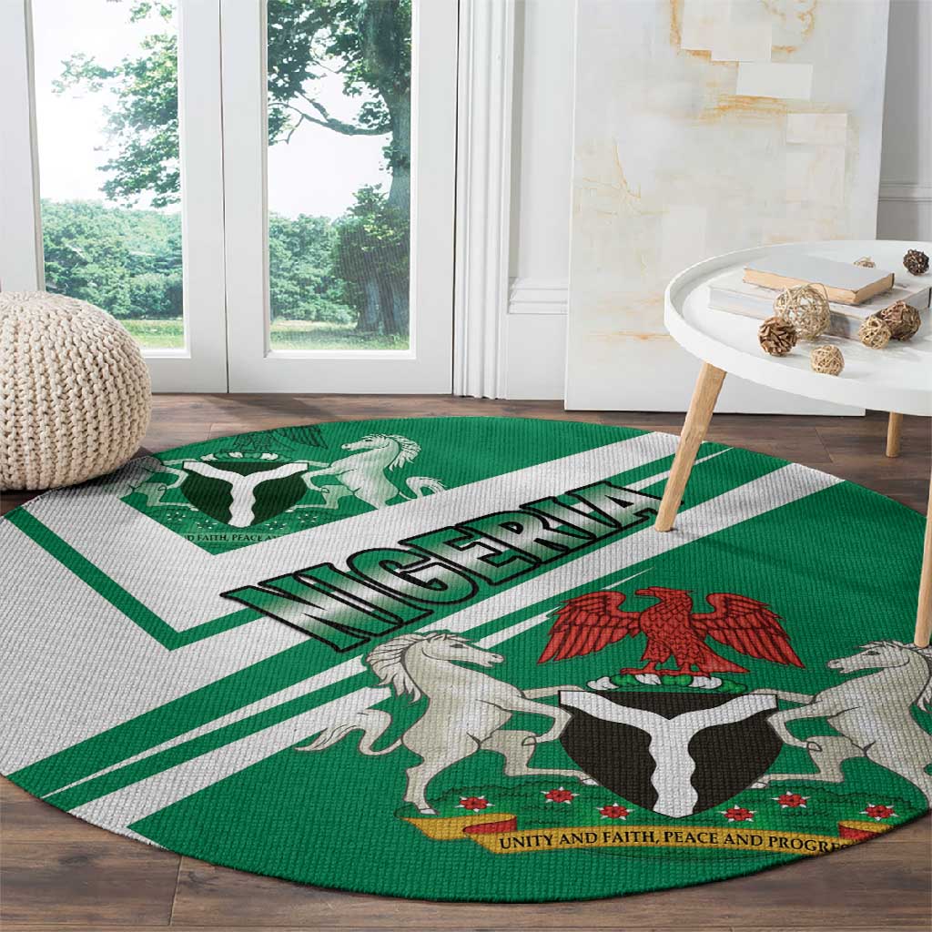 Nigeria Coat Of Arms Sporty Style Round Carpet LT15