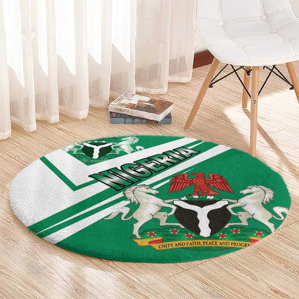 Nigeria Coat Of Arms Sporty Style Round Carpet LT15