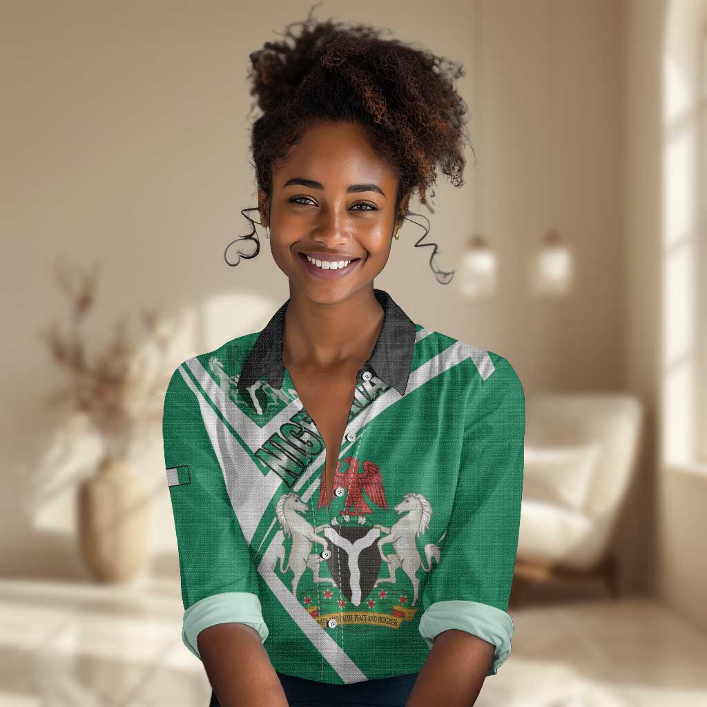 Nigeria Coat Of Arms Sporty Style Women Casual Shirt LT15