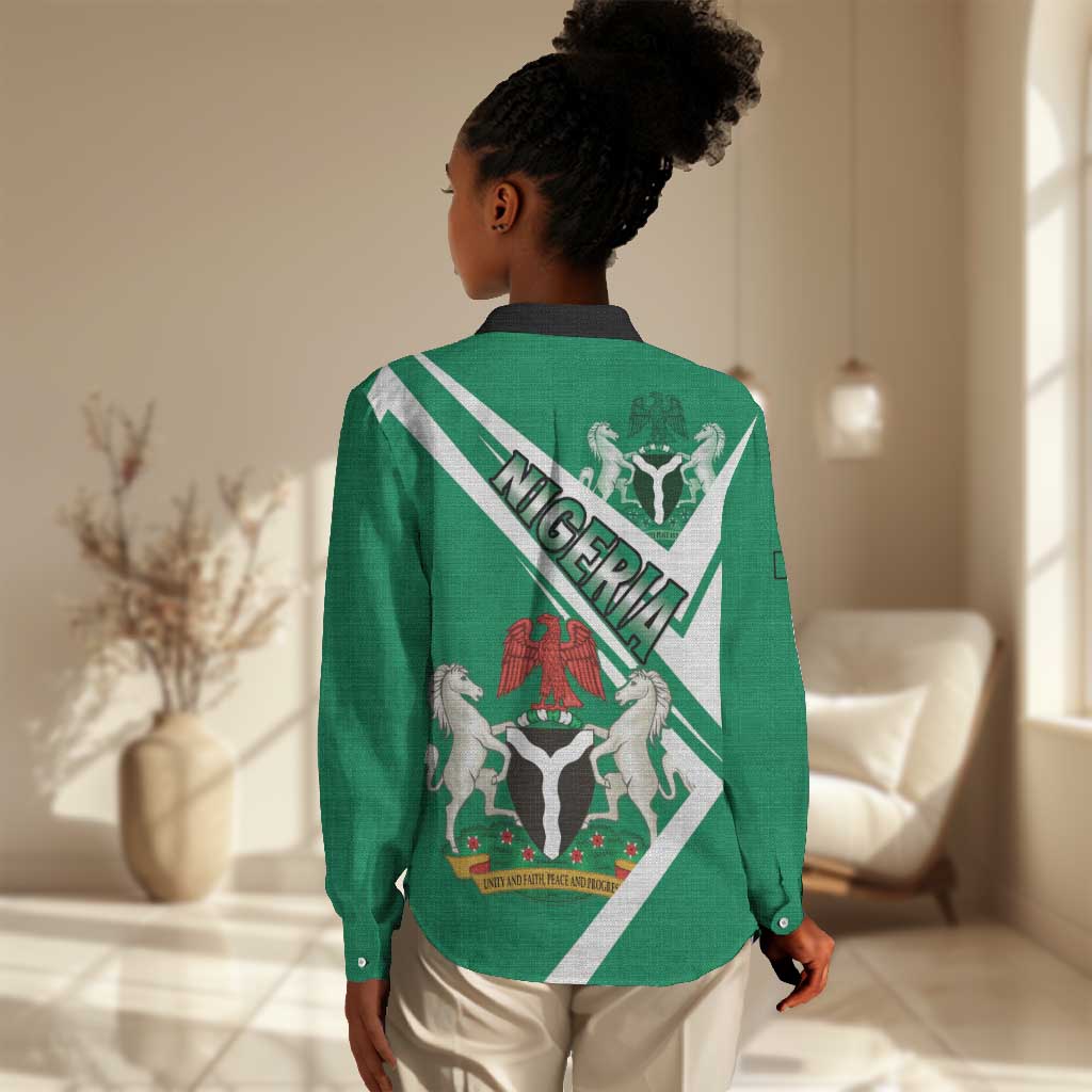 Nigeria Coat Of Arms Sporty Style Women Casual Shirt LT15