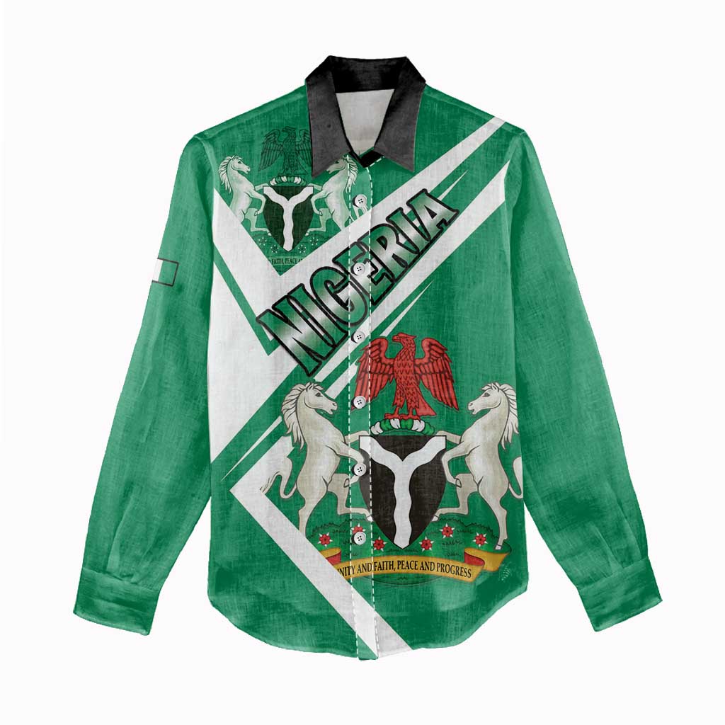 Nigeria Coat Of Arms Sporty Style Women Casual Shirt LT15
