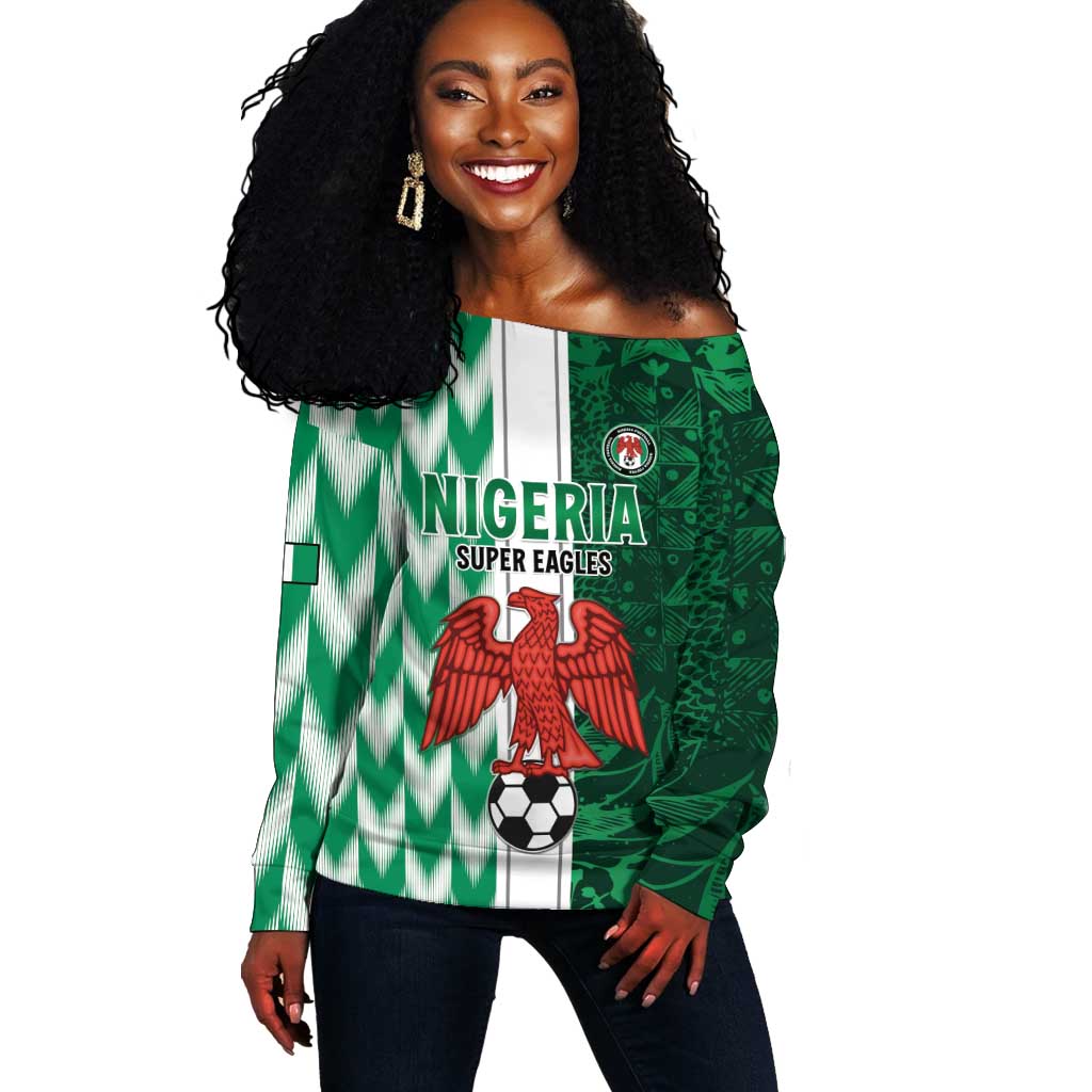 Custom Nigeria Football Off Shoulder Sweater Go Champions LT15