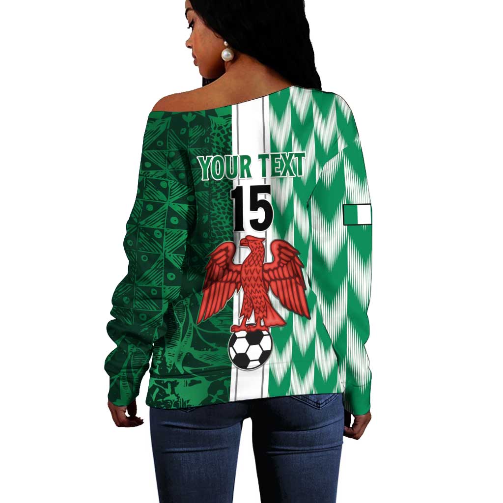 Custom Nigeria Football Off Shoulder Sweater Go Champions LT15