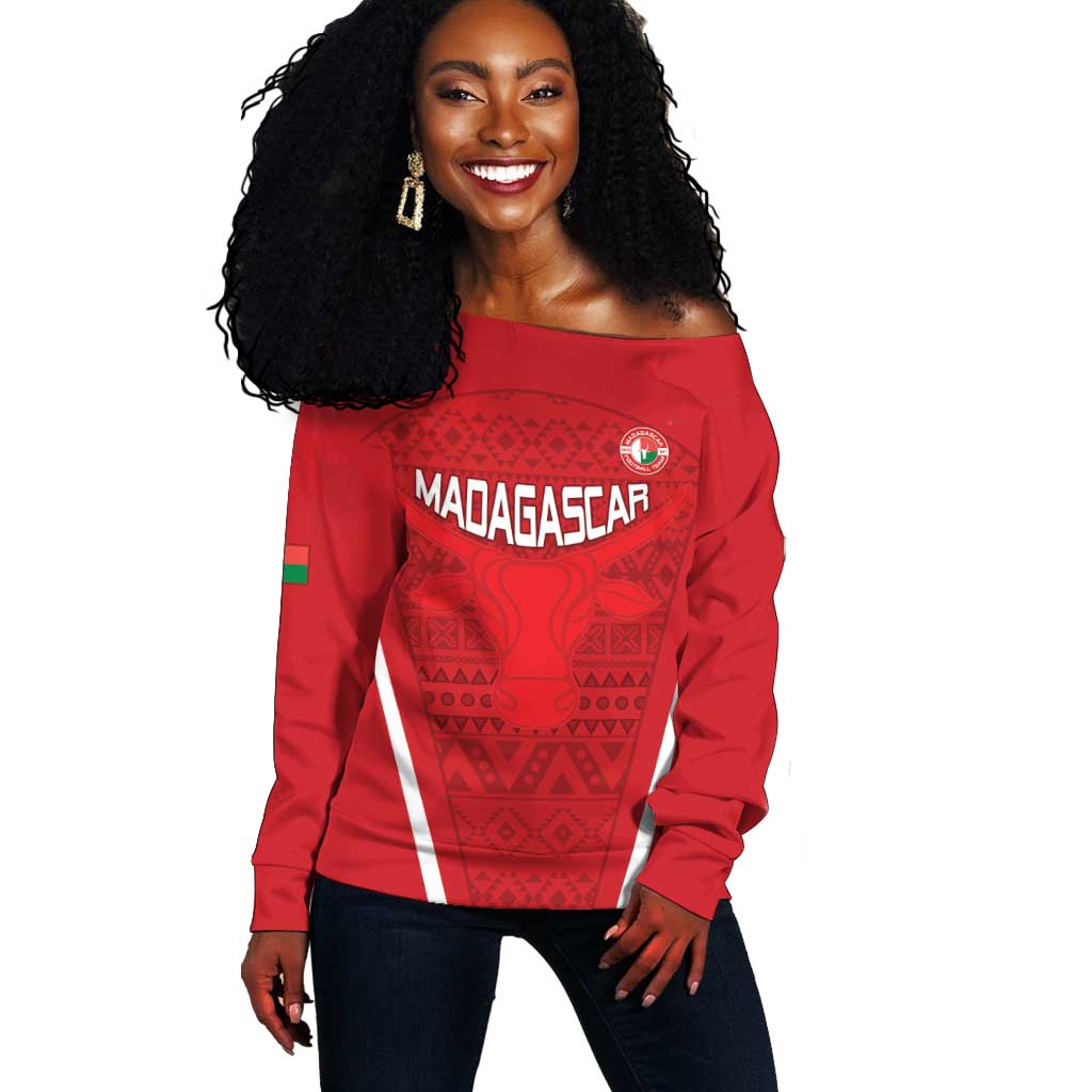 Custom Madagascar Football Off Shoulder Sweater Go Champions LT15