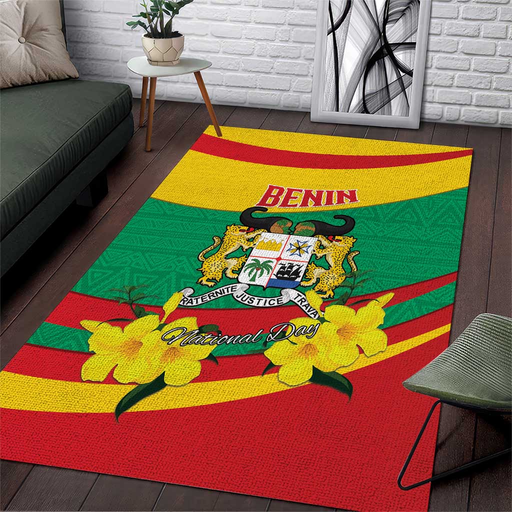 Happy Benin National Day Area Rug Fraternite Justice Travail LT15