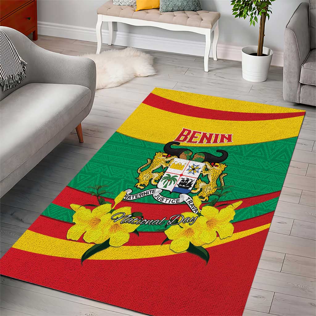 Happy Benin National Day Area Rug Fraternite Justice Travail LT15