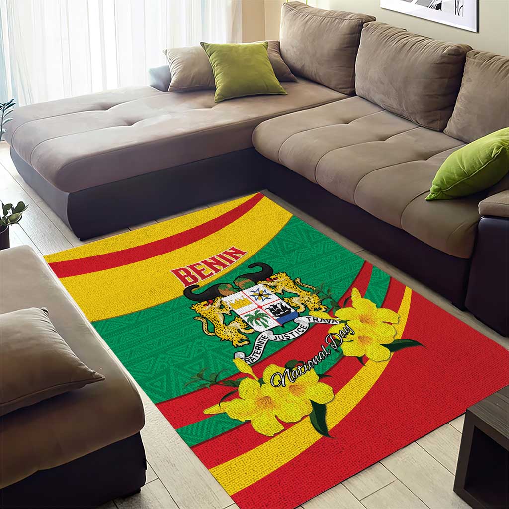 Happy Benin National Day Area Rug Fraternite Justice Travail LT15