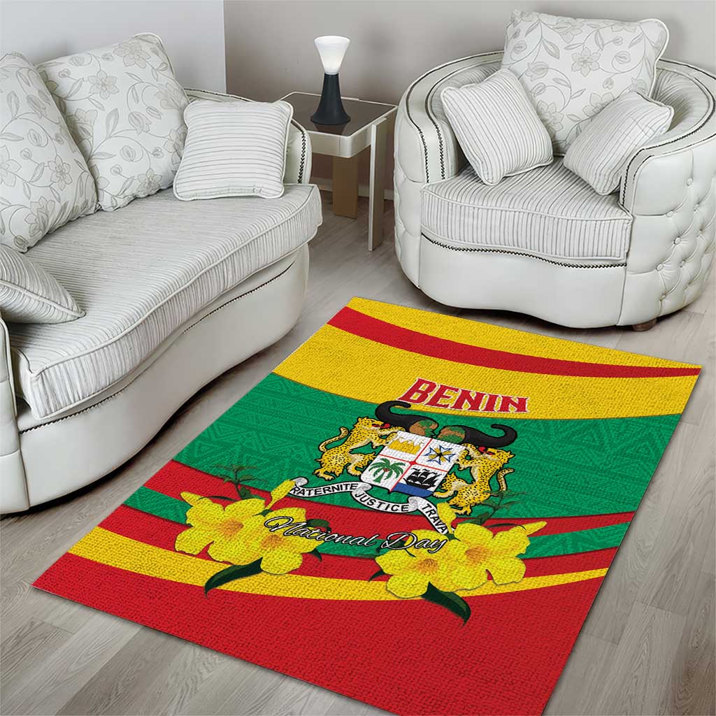 Happy Benin National Day Area Rug Fraternite Justice Travail LT15