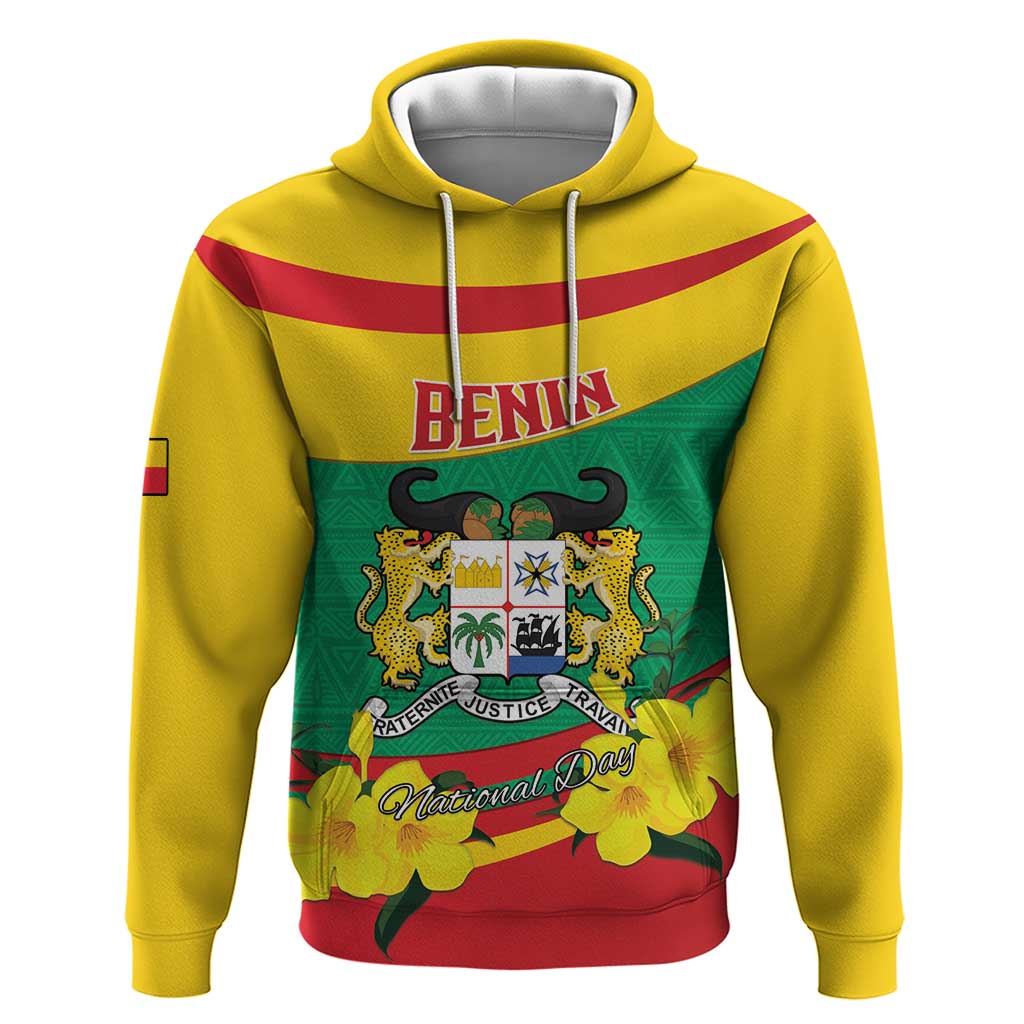 Personalised Benin National Day Hoodie Coat Of Arms Yellow Allamanda LT15