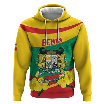 Personalised Benin National Day Hoodie Coat Of Arms Yellow Allamanda LT15