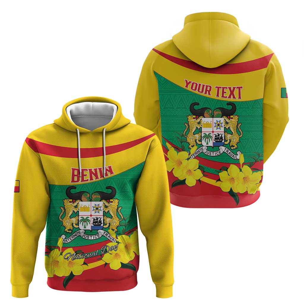 Personalised Benin National Day Hoodie Coat Of Arms Yellow Allamanda LT15