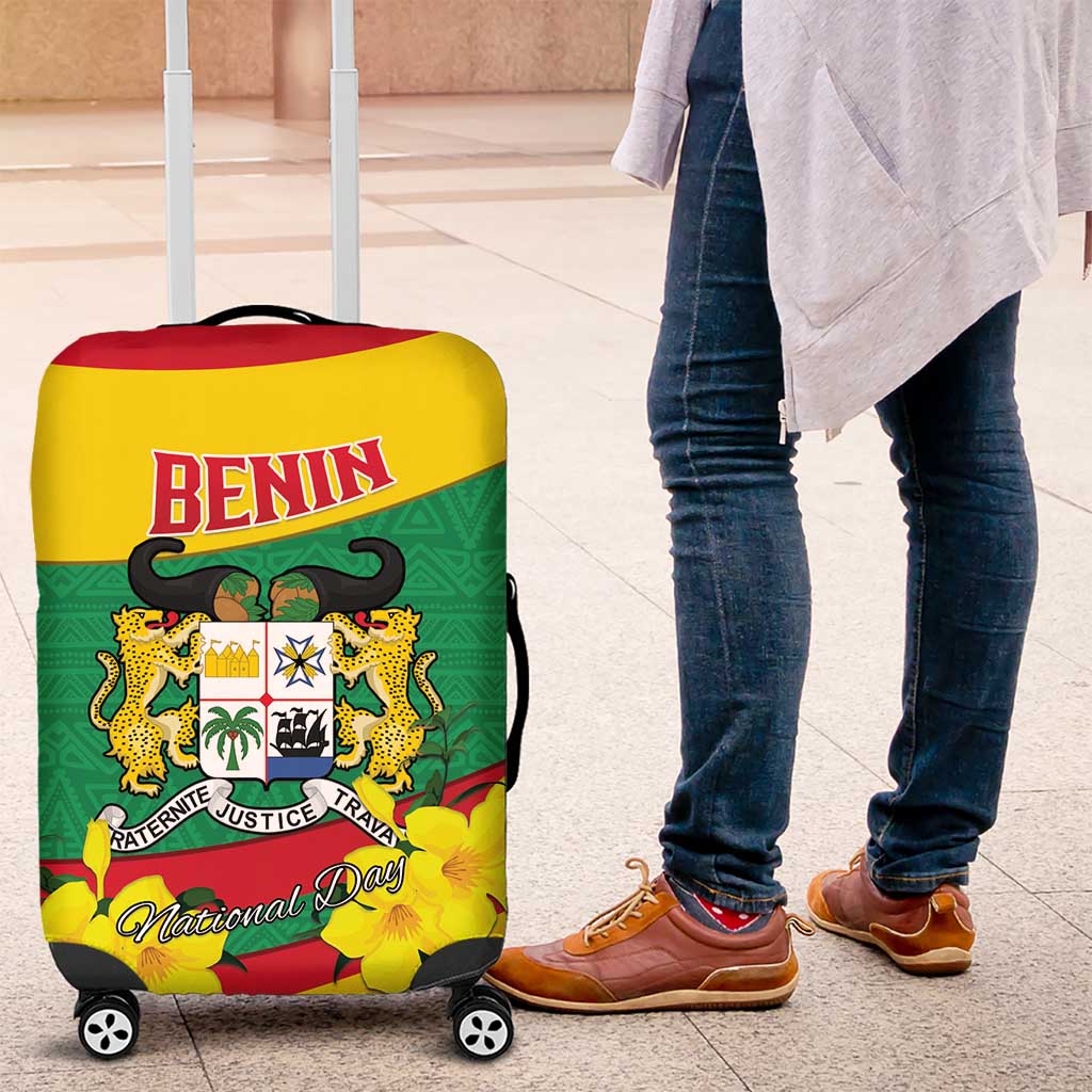 Benin National Day Luggage Cover Coat Of Arms Yellow Allamanda LT15