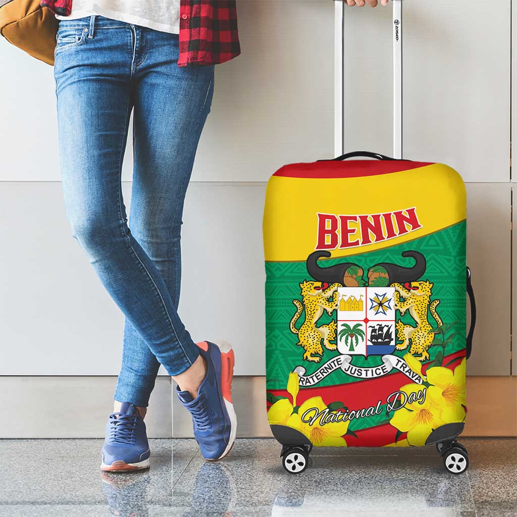 Benin National Day Luggage Cover Coat Of Arms Yellow Allamanda LT15