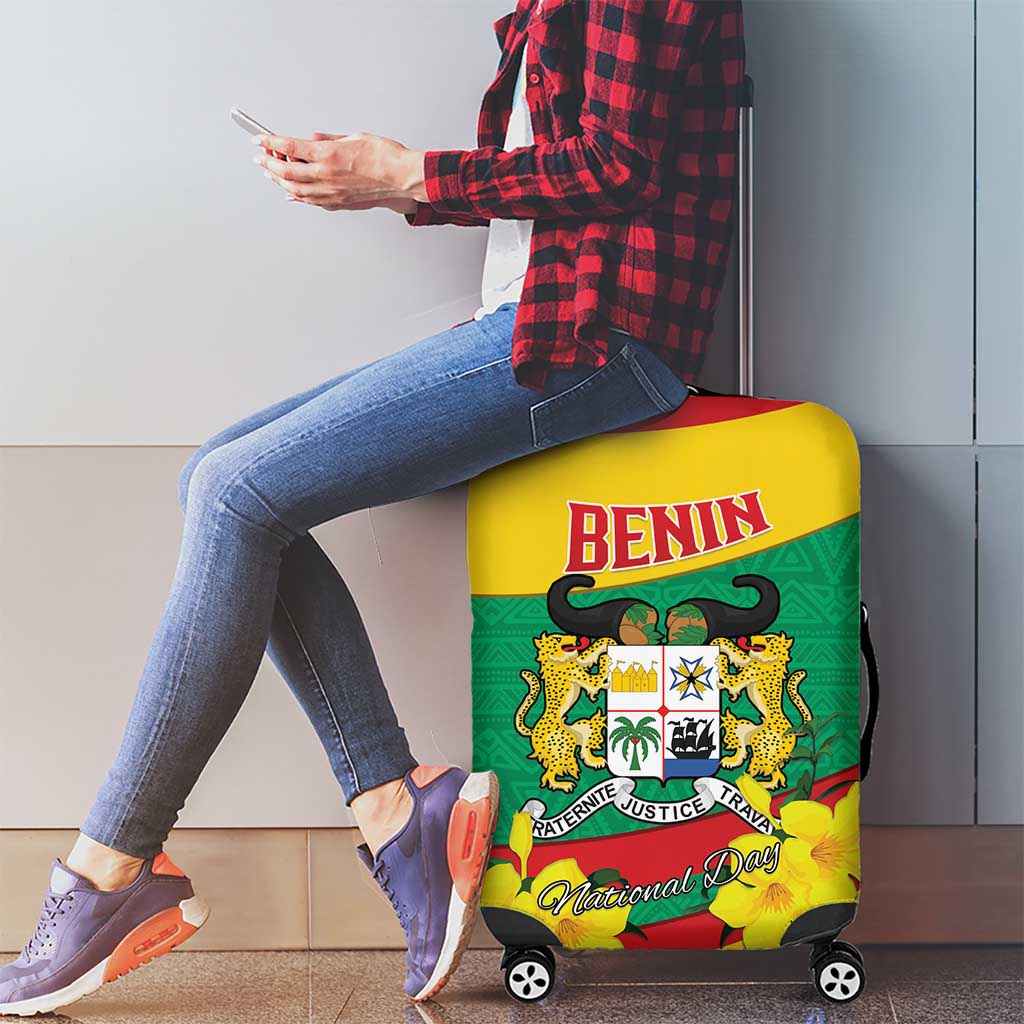 Benin National Day Luggage Cover Coat Of Arms Yellow Allamanda LT15