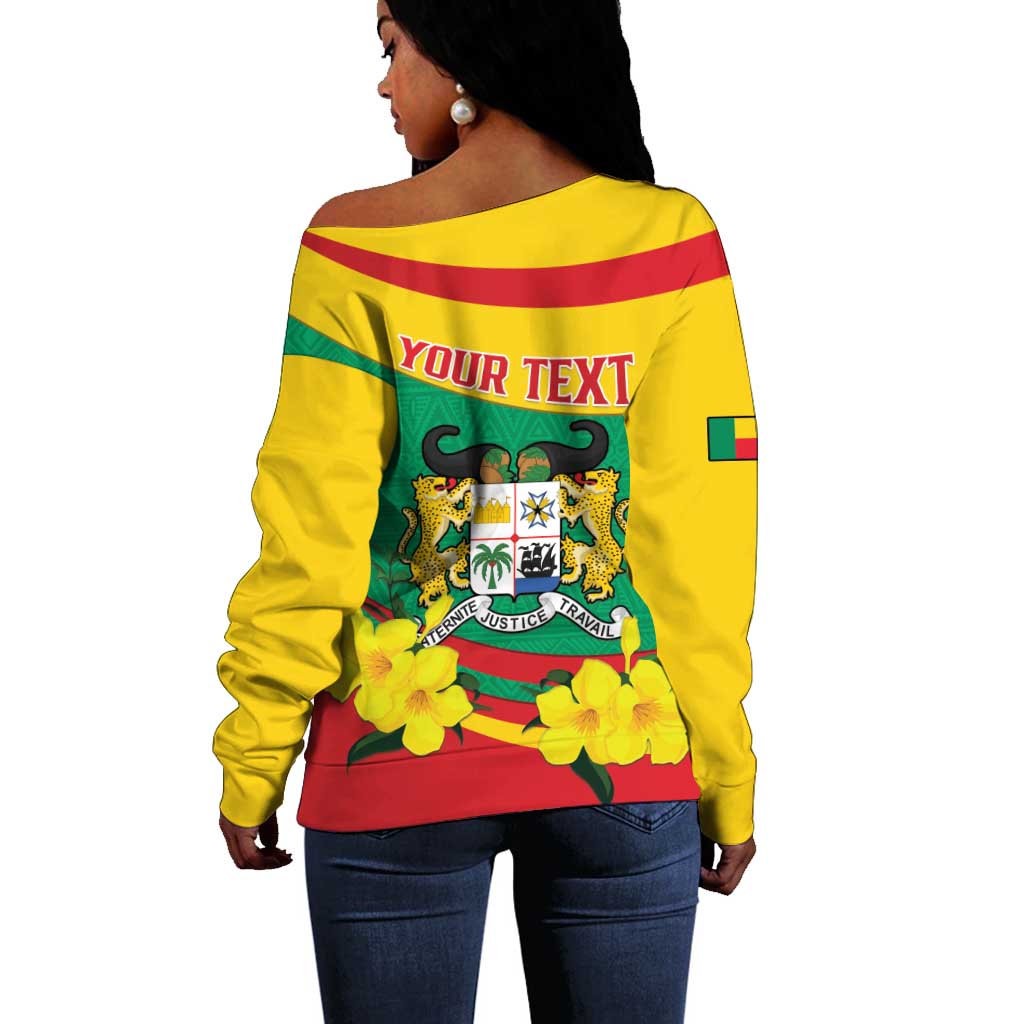 Personalized Happy Benin National Day Off Shoulder Sweater Fraternite Justice Travail LT15