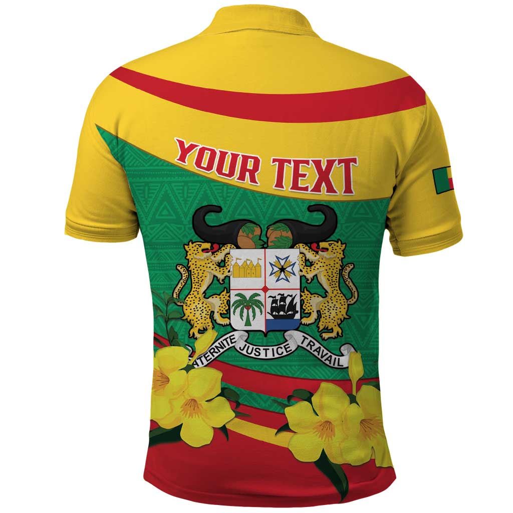 Personalised Benin National Day Polo Shirt Coat Of Arms Yellow Allamanda LT15