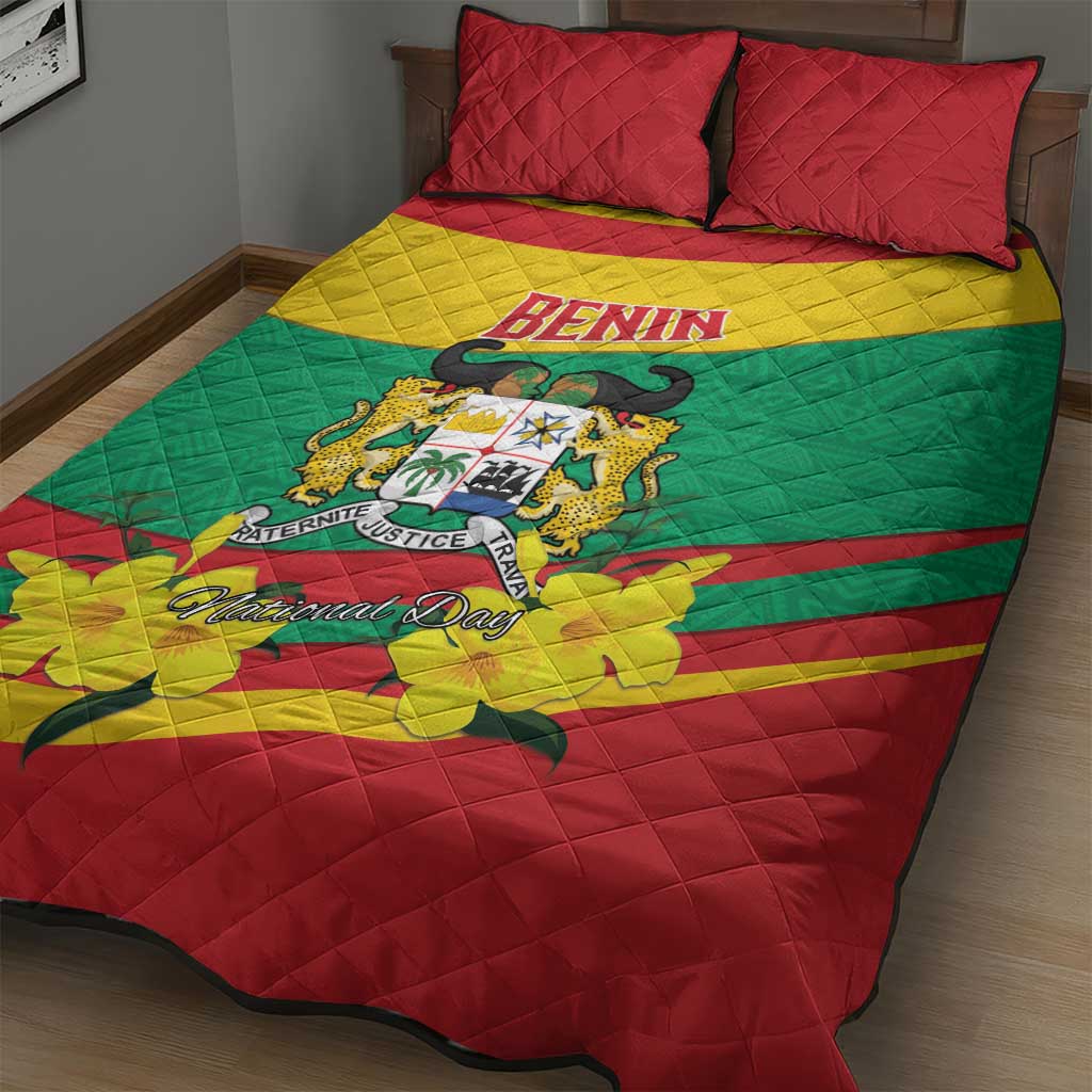 Happy Benin National Day Quilt Bed Set Fraternite Justice Travail LT15
