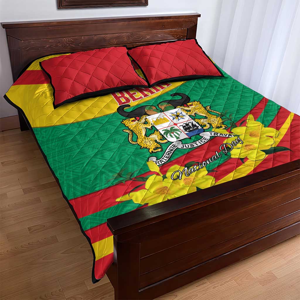Happy Benin National Day Quilt Bed Set Fraternite Justice Travail LT15