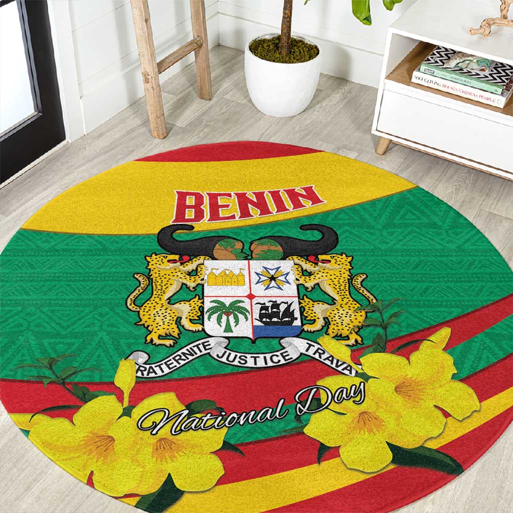 Happy Benin National Day Round Carpet Fraternite Justice Travail LT15