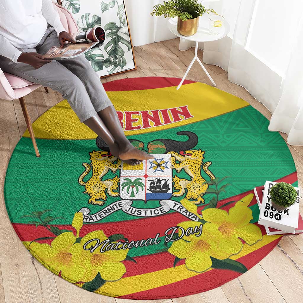 Happy Benin National Day Round Carpet Fraternite Justice Travail LT15