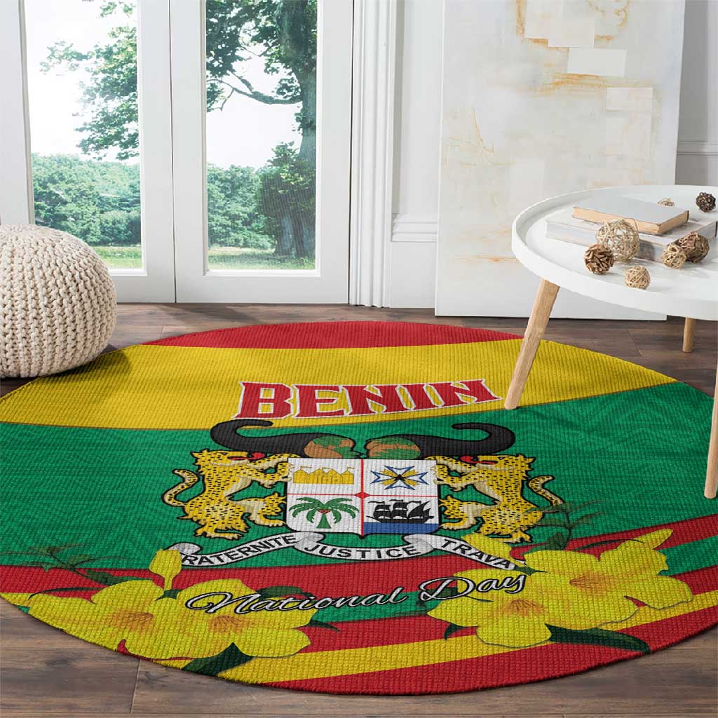 Happy Benin National Day Round Carpet Fraternite Justice Travail LT15