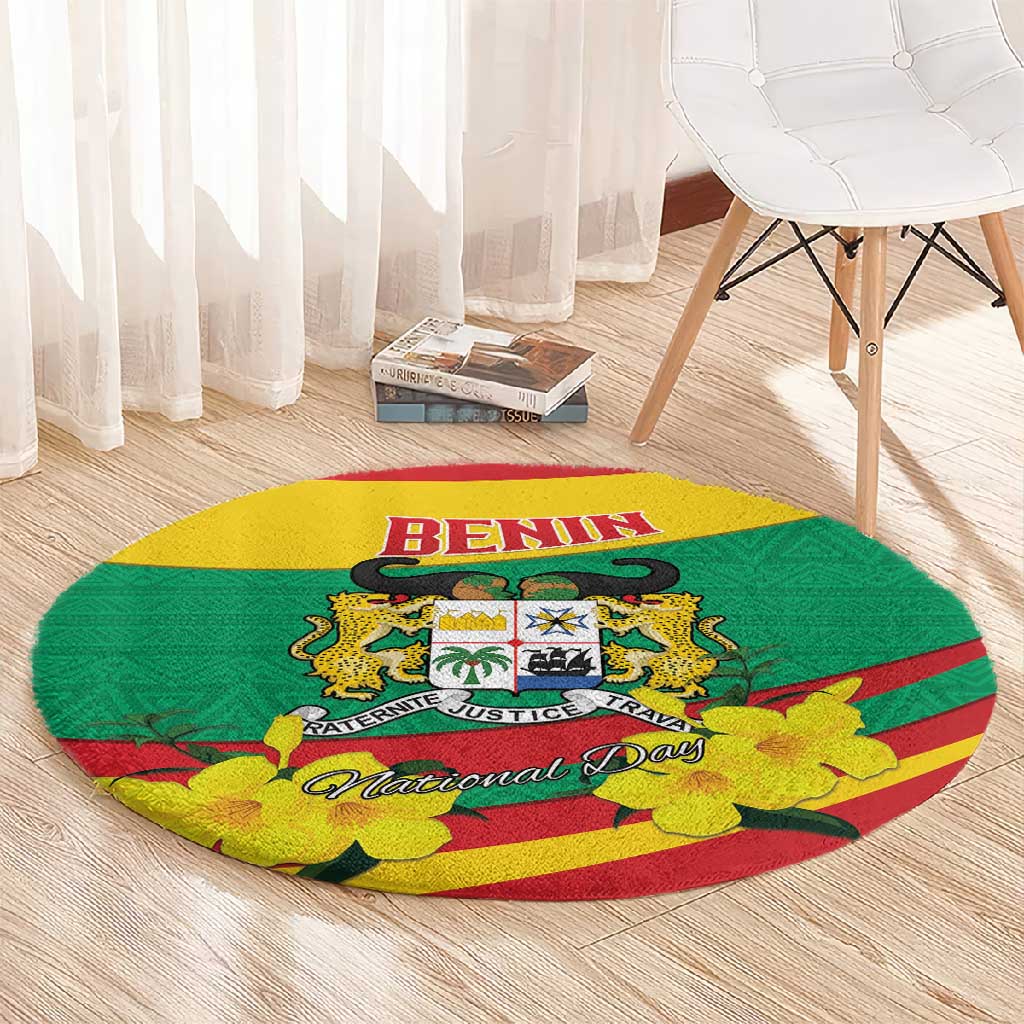 Happy Benin National Day Round Carpet Fraternite Justice Travail LT15