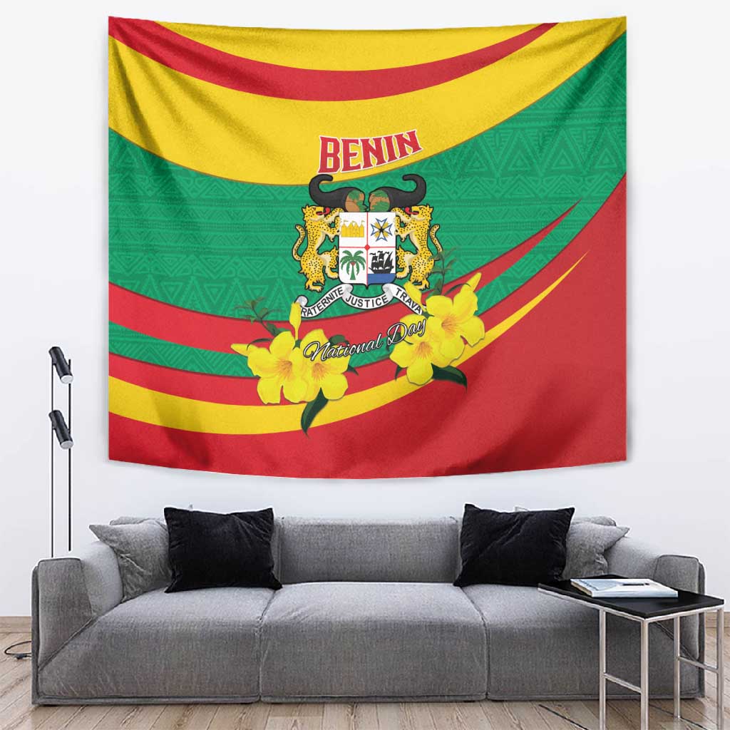 Happy Benin National Day Tapestry Fraternite Justice Travail LT15