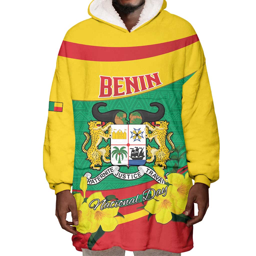 Personalized Happy Benin National Day Wearable Blanket Hoodie Fraternite Justice Travail LT15