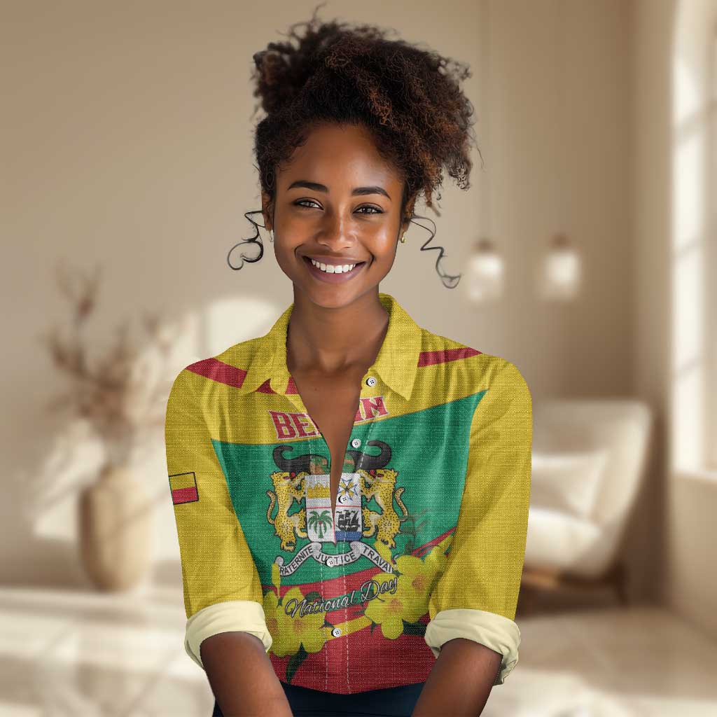Personalized Happy Benin National Day Women Casual Shirt Fraternite Justice Travail LT15