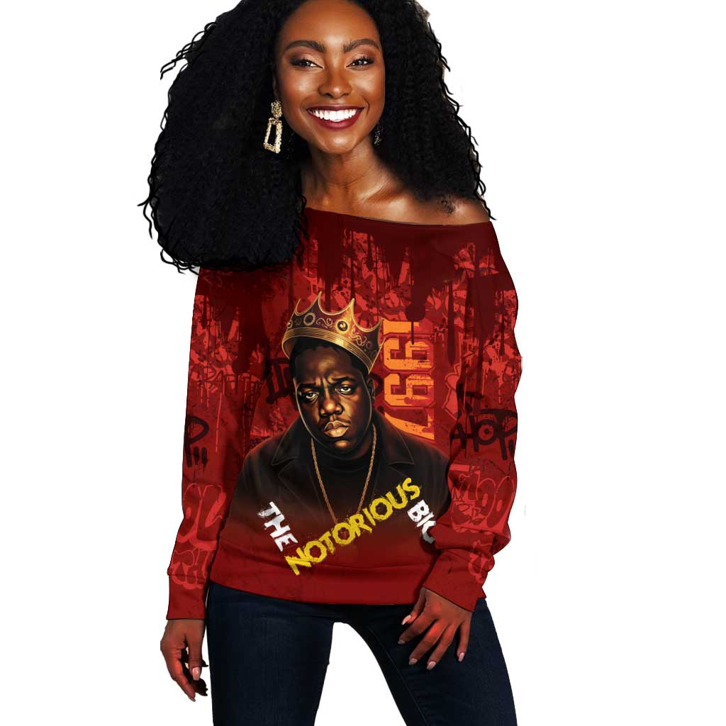 Biggie Smalls Forever Since 1997 Off Shoulder Sweater Big Black Hip Hop LT15