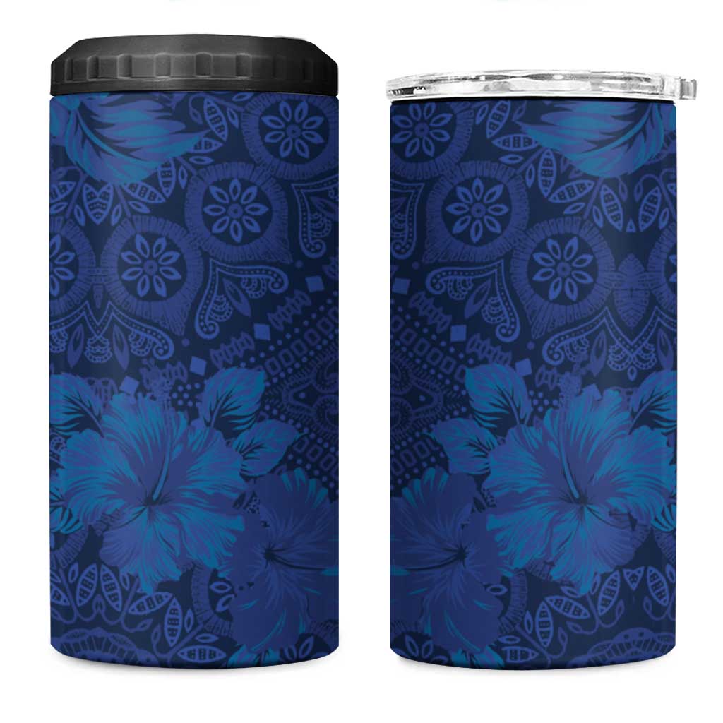 Afro Hibiscus Tropical 4 in 1 Can Cooler Tumbler ShweShwe African Pattern LT15