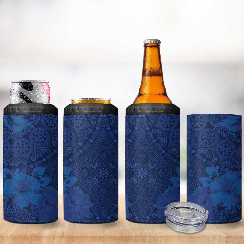 Afro Hibiscus Tropical 4 in 1 Can Cooler Tumbler ShweShwe African Pattern LT15