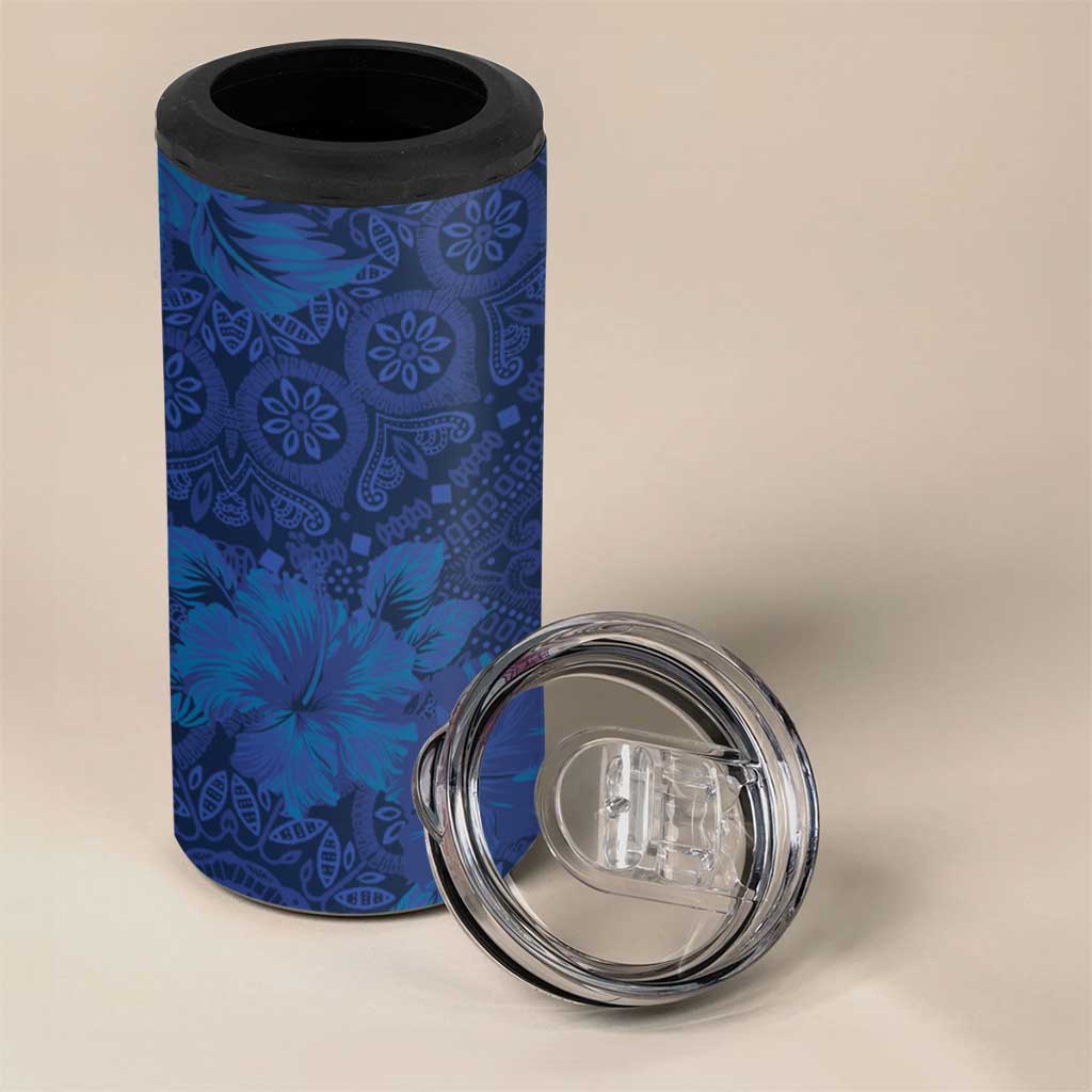 Afro Hibiscus Tropical 4 in 1 Can Cooler Tumbler ShweShwe African Pattern LT15