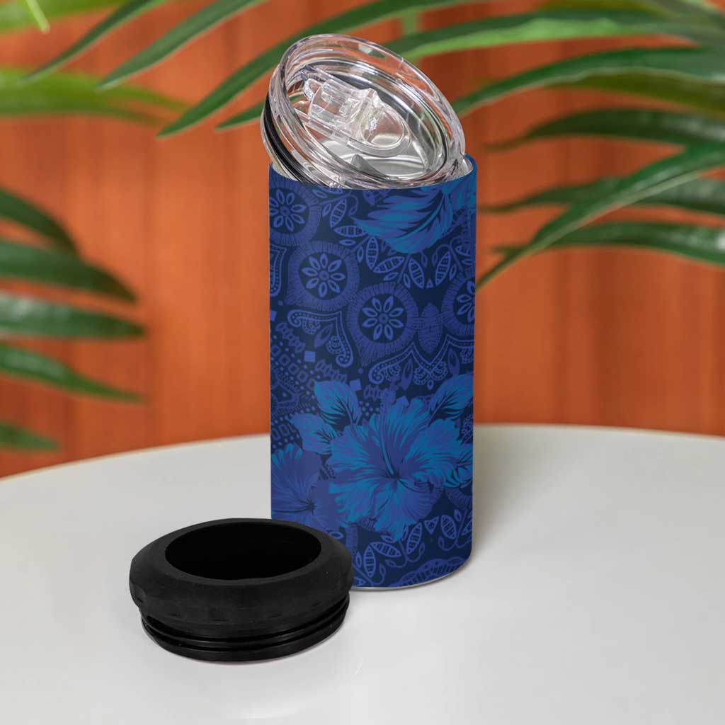 Afro Hibiscus Tropical 4 in 1 Can Cooler Tumbler ShweShwe African Pattern LT15